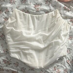 Elegant White Ruched Skirt